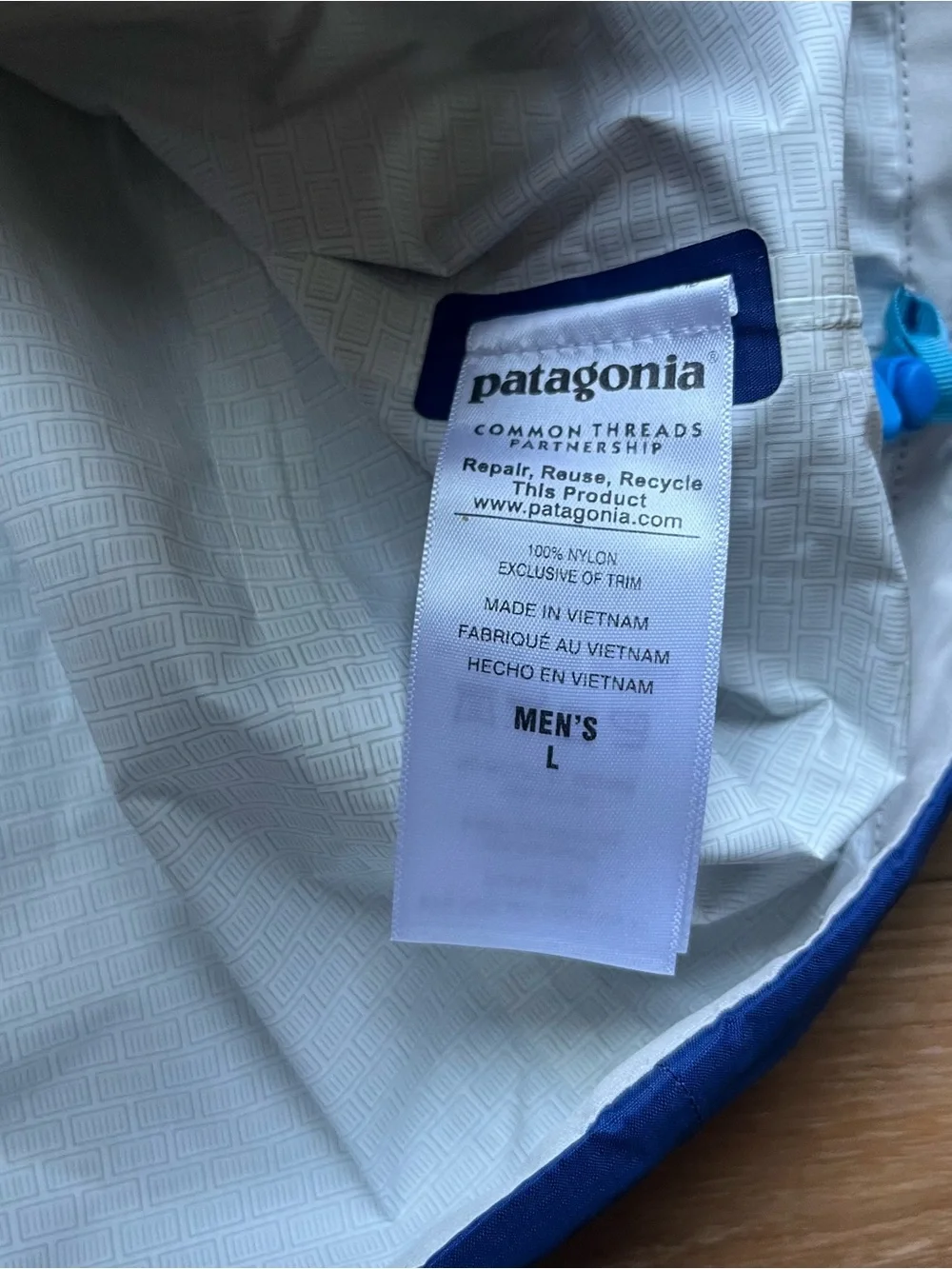 Patagonia torrentshell H2nO blue hooded rain jacket coat outdoor large *read